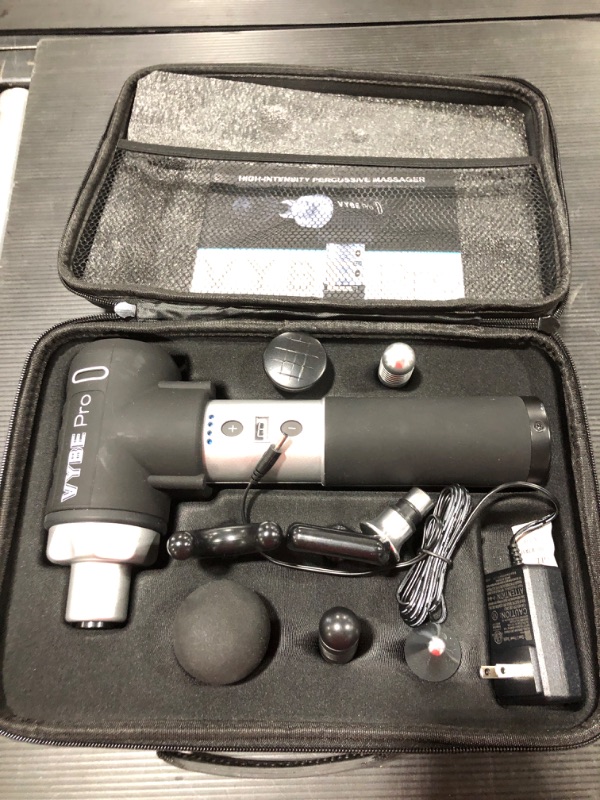 Photo 1 of Vybe Pro Muscle Massage Gun for Athletes - 9 Speeds, 8 Attachments - Powerful Handheld Deep Tissue Percussion Massager for Body, Back, Shoulder Pain - Quiet Portable Electric Therapy Fascia Gun
