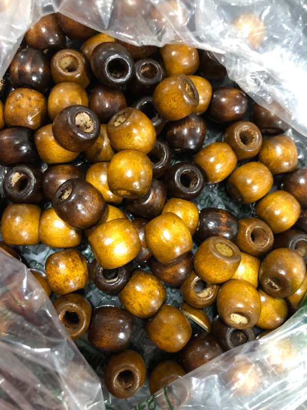 Photo 3 of  Large Hole Wooden Beads Natural Barrel Wood Spacer Beads Drum Loose Beads Hair Braid Beads for DIY Macrame Hemp Jewelry Craft Making unknown quantity 