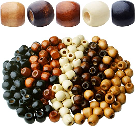 Photo 1 of  Large Hole Wooden Beads Natural Barrel Wood Spacer Beads Drum Loose Beads Hair Braid Beads for DIY Macrame Hemp Jewelry Craft Making unknown quantity 