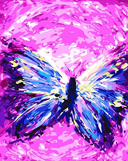 Photo 1 of ABEUTY DIY Paint by Numbers for Adults Beginner - Butterfly Flying Abstract 16x20 inches Number Painting Anti Stress Toys
