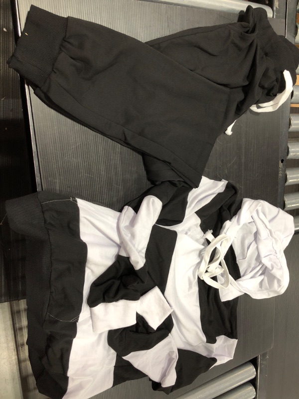 Photo 1 of black sweatpants black and white striped hoodie set size large 