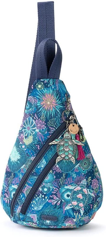 Photo 1 of Sakroots Women's Go Sling Backpack in Nylon Eco Twill, Royal Blue Seascape, 
