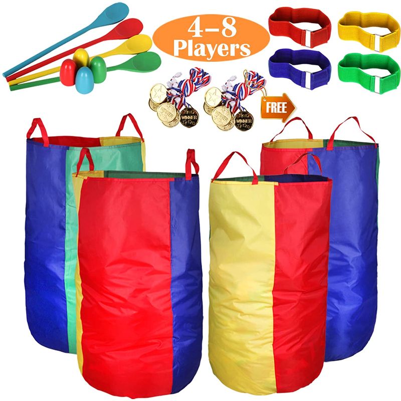 Photo 1 of Outdoor Games Potato Sack Race Bags for Kids Adults,Egg Spoon Relay Game,3 Legged Race Bands,Field Day Birthday Party Family Reunion Games,Outside Yard Lawn Carnival Activities
