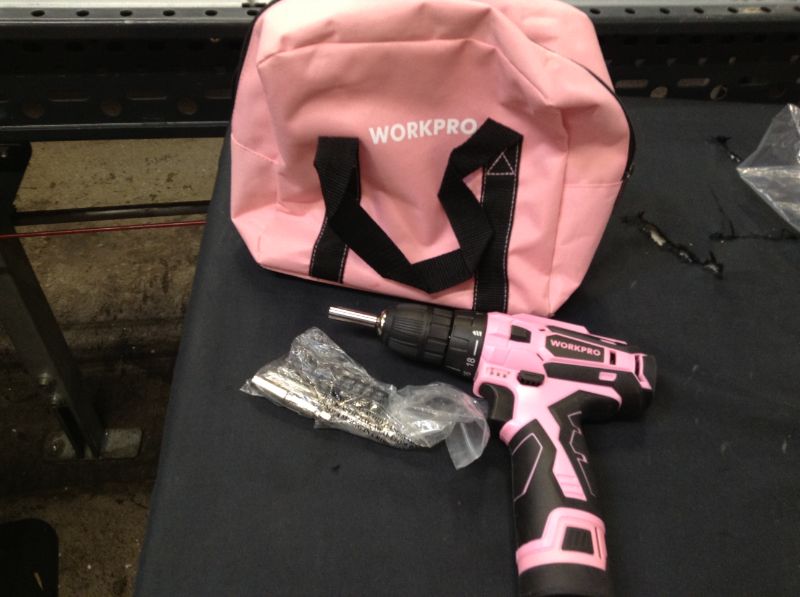 Photo 2 of WORKPRO Pink Cordless Drill Driver ---misisng charger
