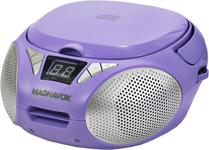 Photo 1 of Magnavox MD6924-PL Portable Top Loading CD Boombox with AM/FM Stereo Radio in Purple 