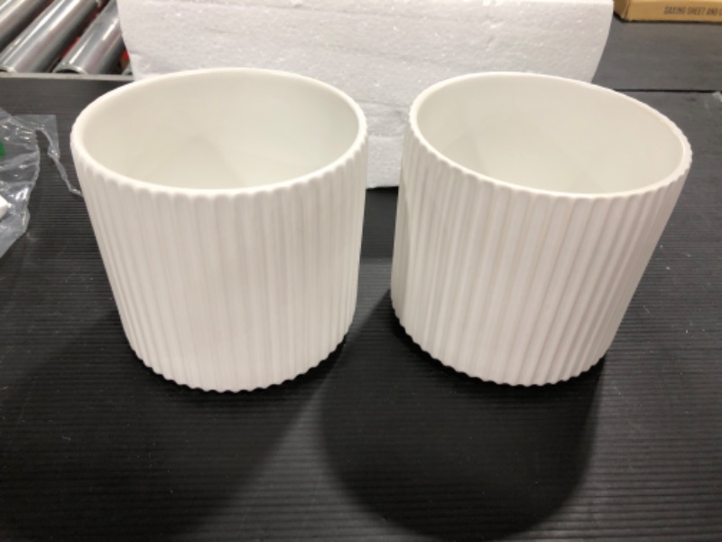 Photo 1 of 2 PACK WHITE CERAMIC PLANTERS 