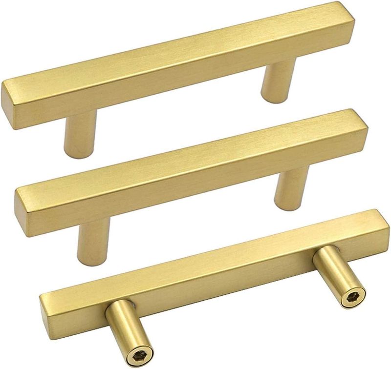 Photo 1 of 4 PACK Gold Drawer Pulls Brushed Brass Kitchen Handles 