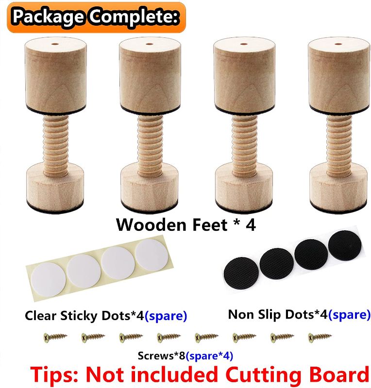 Photo 1 of ANFU Cutting Board Feet, Wood Feet for Countertop Cutting Board- Kit to Elevate and Skid-Proof Your Cutting Board (Beige)
