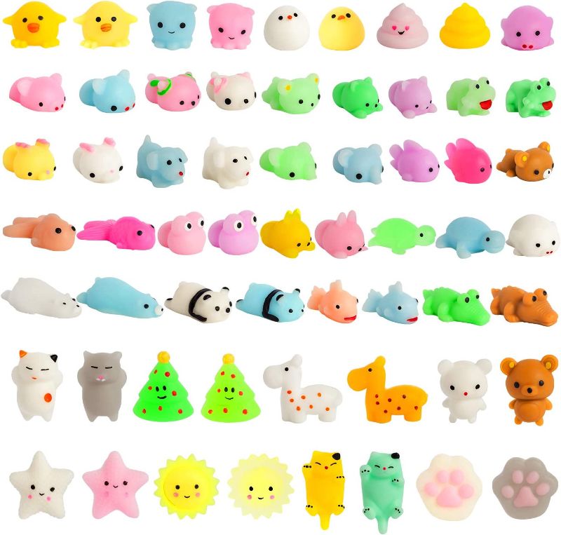 Photo 1 of KIZCITY 60 Pcs Mochi Squishies, Kawaii Squishy Toys for Party Favors, Animal Squishies Stress Relief Toys for Boys & Girls Birthday Gifts, Classroom Prize, Goodie Bags Stuffers
