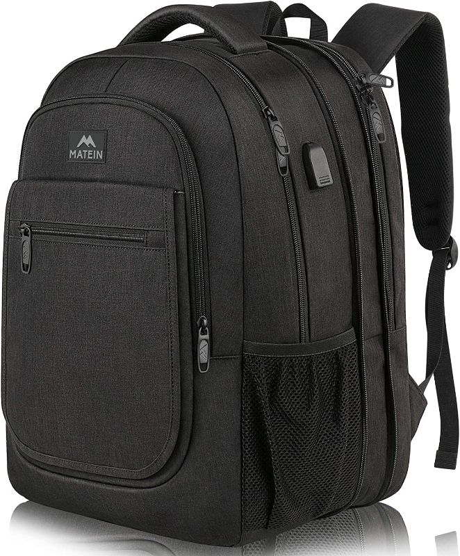 Photo 1 of Backpack for School, Expandable 15.6 inch College Backpack for Boys Girls, Anti Theft Travel Backpack with USB Charging Port, Water Resistant Laptop Backpack Large Bookbag Gifts for Men Women, Black
