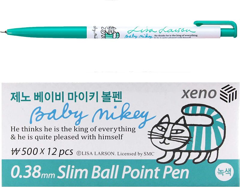 Photo 1 of Xeno 0.38mm Slim Ballpoint Pen Shinzi Monpeluche to Baby Mikey Lisa 12 Pack (Green 12 Pack)

