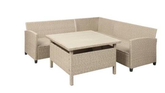 Photo 1 of 6-Piece Patio Furniture Set Outdoor Wicker Rattan Sectional Sofa with Table and Benches for Backyard, Garden, Poolside
