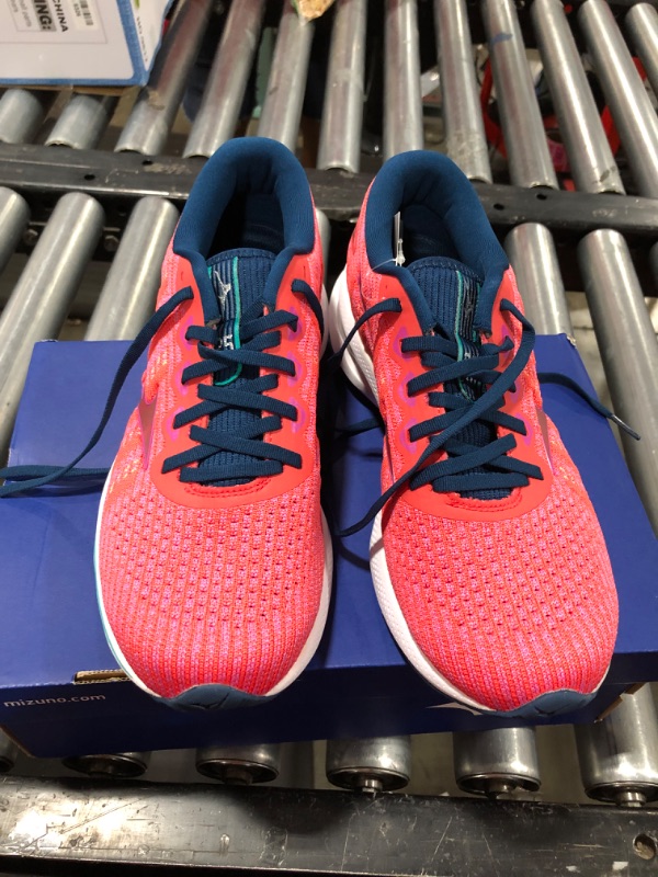 Photo 2 of Mizuno Women's Wave Rider 25 Waveknit Running Shoes Cayenne-Phlox Pink, 10 - Women's Running at Academy Sports
