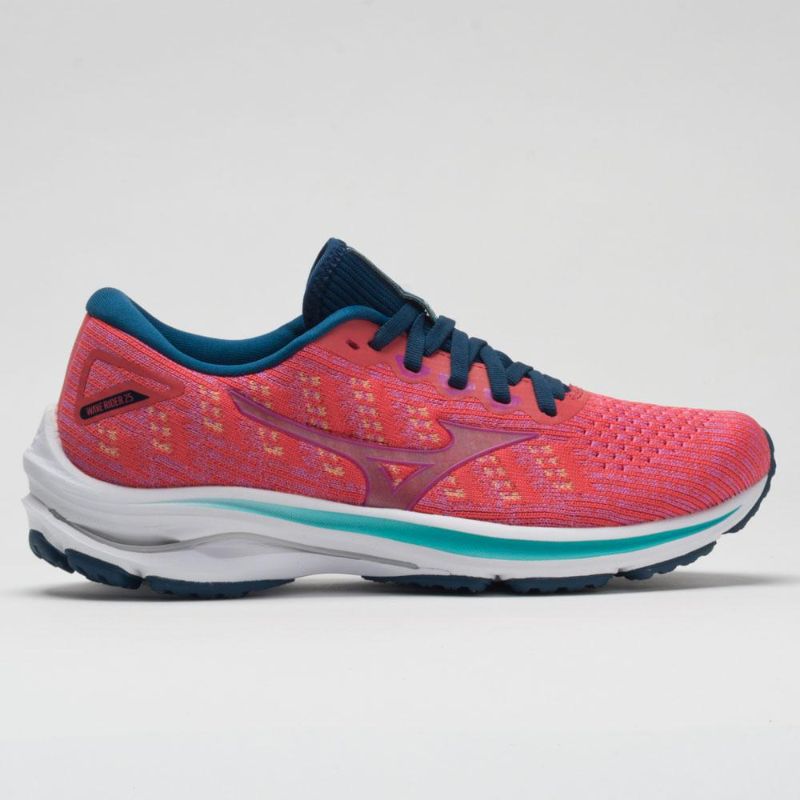 Photo 1 of Mizuno Women's Wave Rider 25 Waveknit Running Shoes Cayenne-Phlox Pink, 10 - Women's Running at Academy Sports
