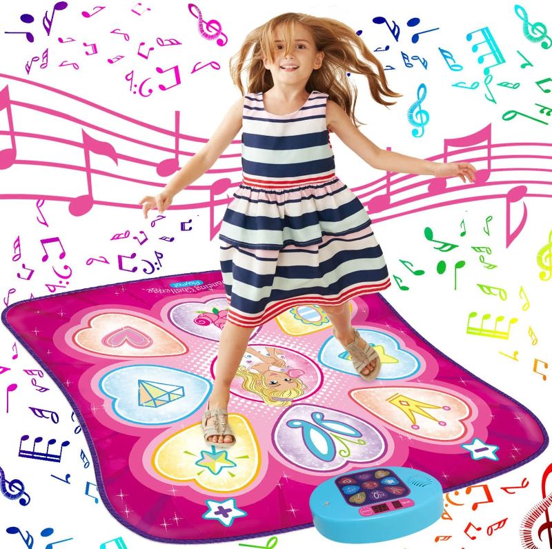 Photo 1 of SUNLIN Dance Mat - Dance Mixer Rhythm Step Play Mat - Dance Game Toy Gift for Kids Girls Boys - Dance Pad with LED Lights, Adjustable Volume, Built-in Music, 3 Challenge Levels (35.4"X36.6")
