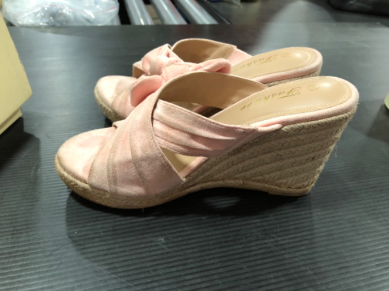 Photo 3 of Womens Espadrilles Slip on Wedge Sandals Slides Bow Tie Platform Open Toe Summer Mules Shoes 5 1/2
