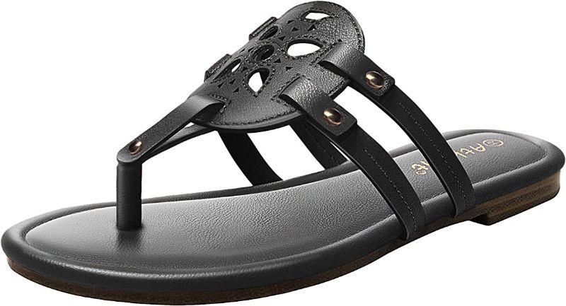 Photo 1 of Athlefit Womens Flat Sandals Flip Flops Casual Slip on Comfortable Thong Beach Sandal for Women Dressy 9
