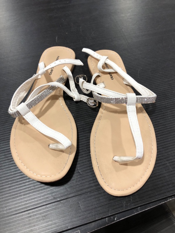 Photo 2 of Harvest Land Women's Flat Sandals Fashion Rhinestone T Strap Thong with Ankle St 8
