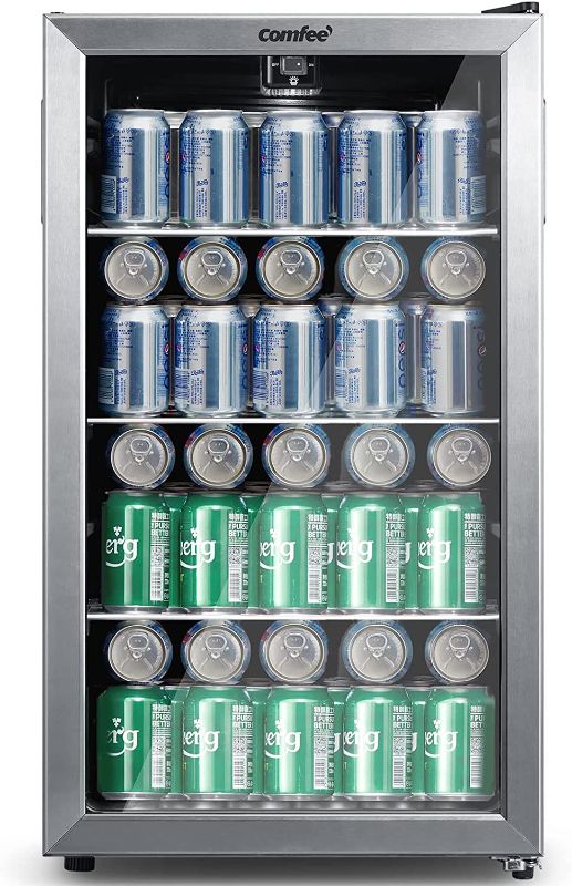 Photo 1 of COMFEE' CRV115TAST Beverage Cooler, 115 Cans Beverage Refrigerator, Adjustable Thermostat, Glass Door With Stainless Steel Frame, Reversible Hinge Door And Legs For Home, Apartment