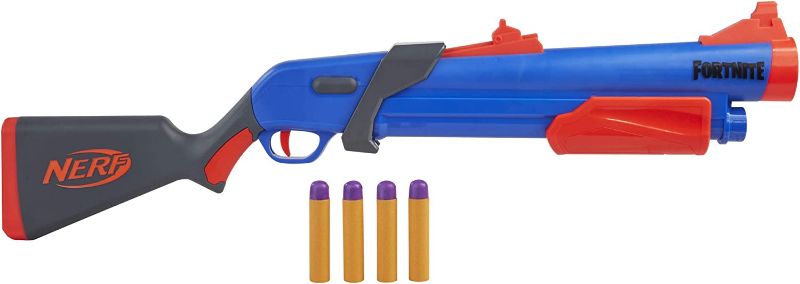 Photo 1 of NERF Fortnite Pump SG Blaster -- Pump Action Mega Dart Blasting -- Breech Load -- 4 Official Mega Darts -- for Youth, Teens, Adults , Blue,2.76 x 32.87 x 10.39 inches