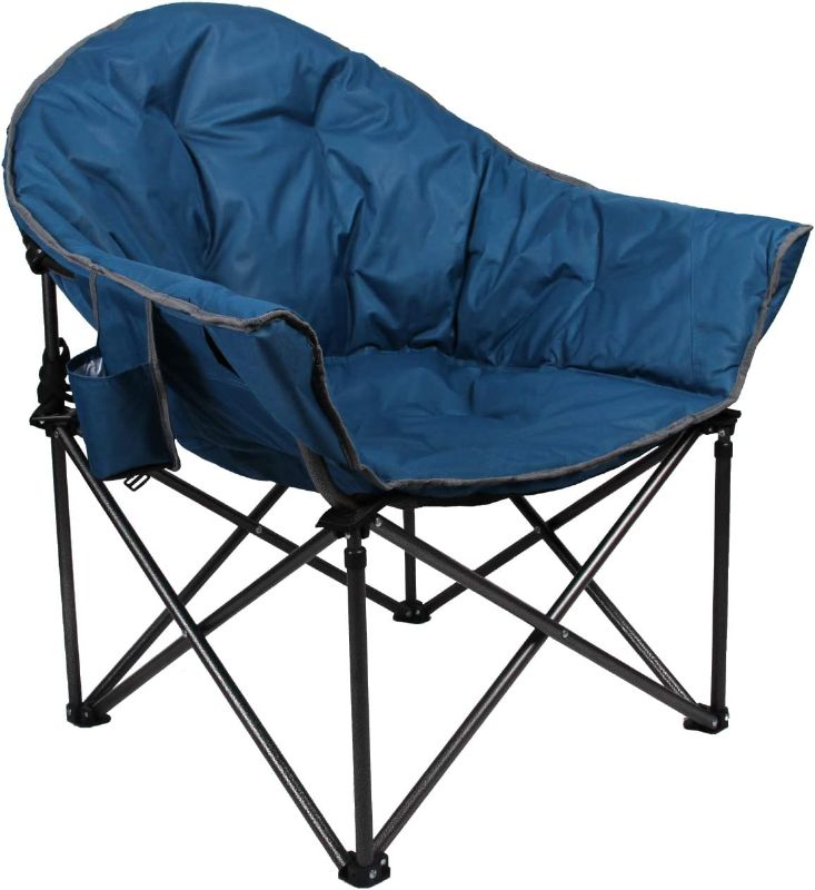 Photo 1 of ALPHA CAMP Oversized Camping Chairs Padded Moon Round Chair Saucer Recliner with Folding Cup Holder and Carry Bag