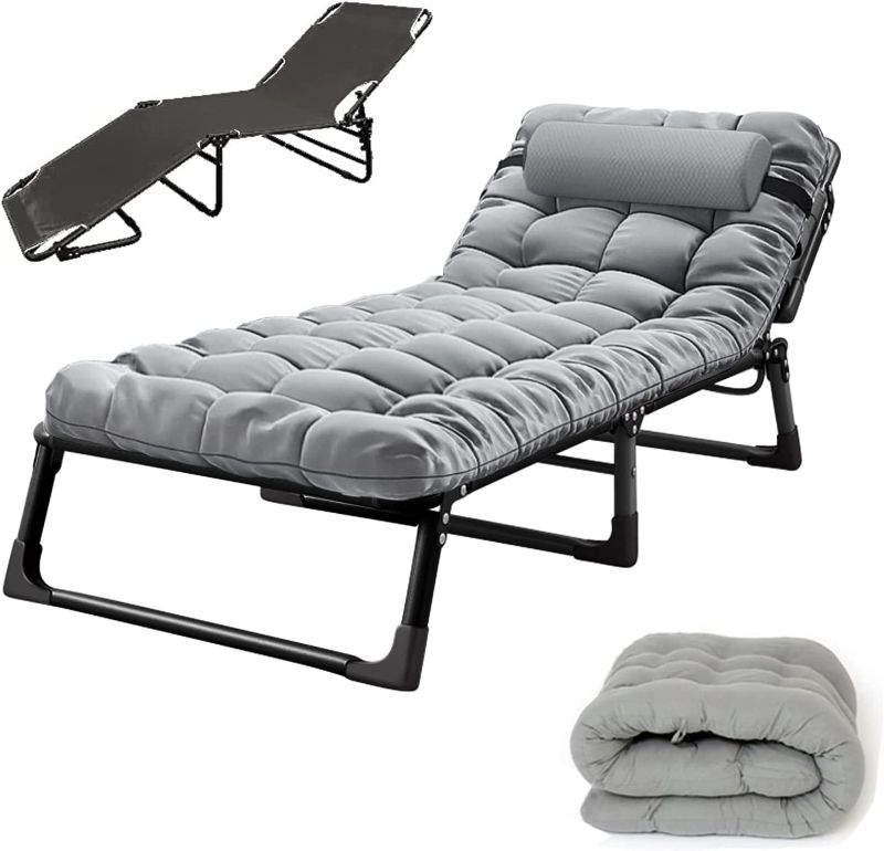 Photo 1 of Soliles Reclining Chairs with Mattress,Outdoor Patio Folding Lounge Chair for Sun Tanning,Adjustable 4-Position Portable Folding Chaise Camping Cot for Adult,Perfect Chair for Pool/Beach/Sunbathing
