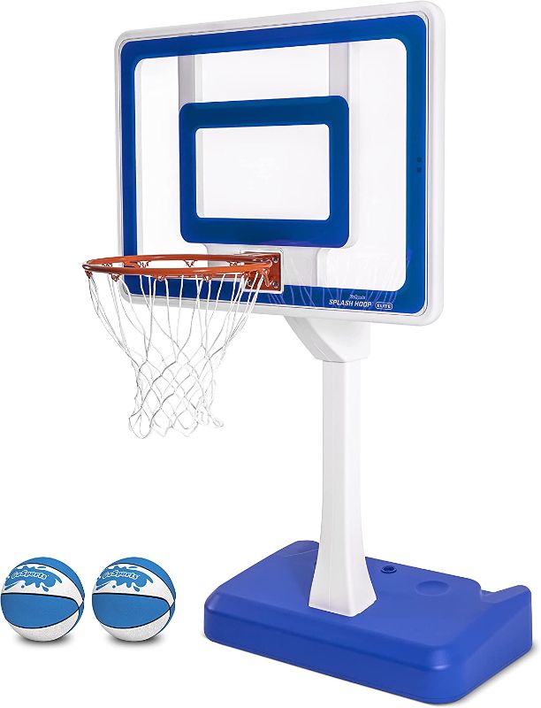 Photo 1 of GoSports Splash Hoop Elite Pool Basketball Hoop with Water Weighted Base, Regulation Steel Rim and 2 Pool Basketballs - Choose Your Style