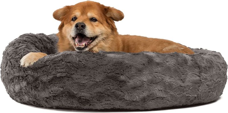 Photo 1 of Best Friends by Sheri The Original Calming Donut Cat and Dog Bed in Lux Fur, Machine Washable, High Bolster, Multiple Sizes 

sz- m