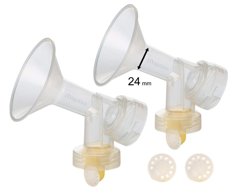 Photo 1 of 2X One-Piece Breastshields, Valves, Membranes to Replace Medela Pump Parts, Incl. Pump in Style, Lactina, Symphony, Swing; 24 mm Standard breastshields; Made by Maymom
