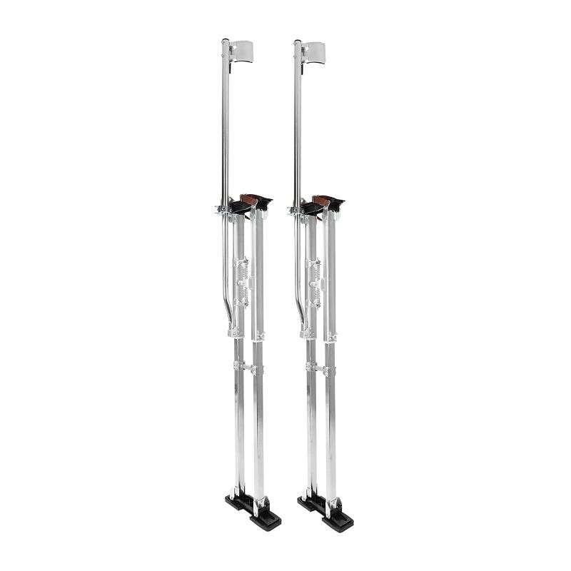 Photo 1 of 48 inch -64 inch Professional Grade Adjustable Drywall Stilts Taping Paint Stilt Aluminum Tool Stilt for Painting Painter Taping Silver
