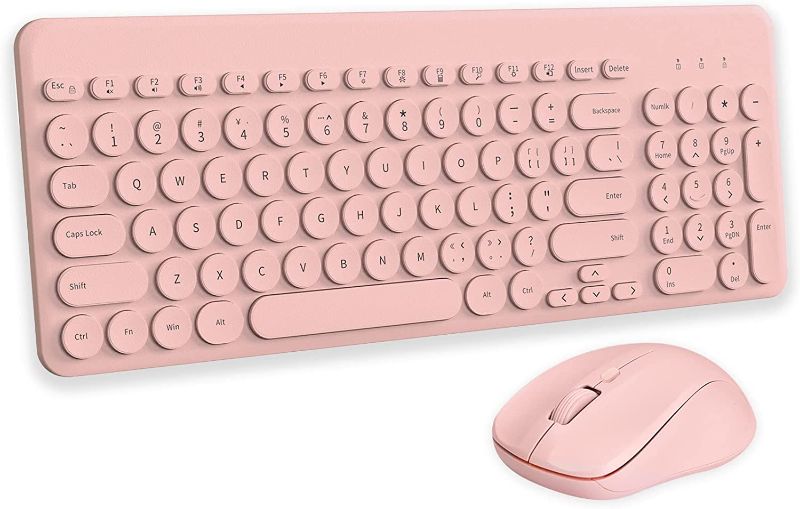 Photo 1 of Arcwares Wireless Keyboard and Mouse Combo, Sweet Pink Cute Keyboard, 2.4G USB Ergonomic Full-Sized Mute Keyboard for Computer, Laptop, PC Desktops, Mac
