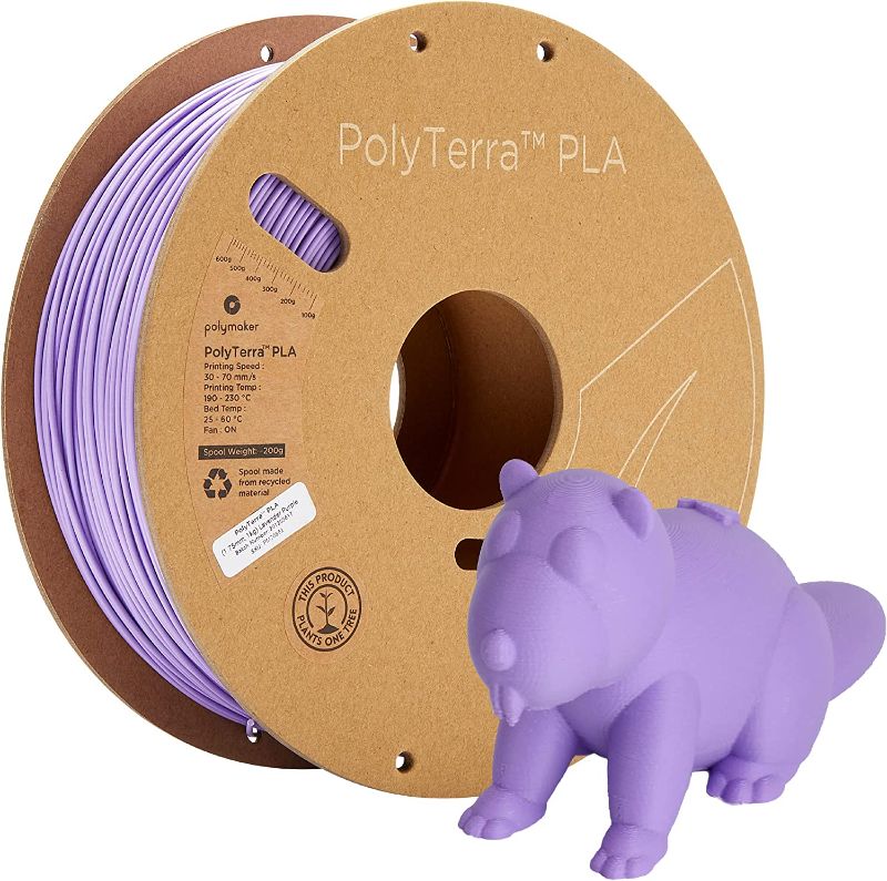 Photo 1 of Polymaker Matte PLA Filament 1.75mm Purple, 1kg Carton Spool PLA Filament 1.75 - PolyTerra PLA 3D Printer Filament, Print with Most 3D Printers Using 3D Filament
