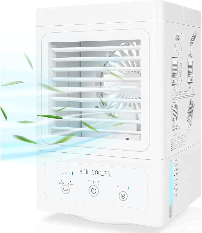 Photo 1 of COMLIFE Portable Air Cooler Battery Operated Personal Air Conditioner for Bedroom Office Table Camping Outdoor-5000mAh Rechargeable Battery Auto Oscillation 700ml Water Tank, White
