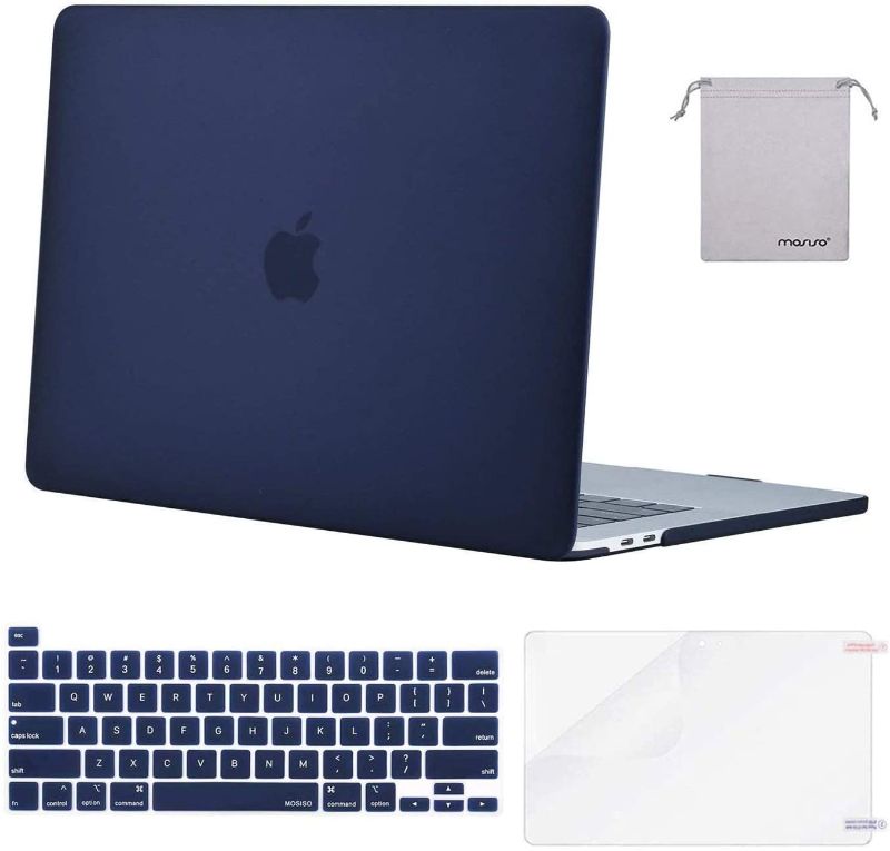 Photo 1 of MOSISO Compatible with MacBook Pro 16 inch Case 2020 2019 Release A2141 with Touch Bar Touch ID, Protective Plastic Hard Shell Case & Keyboard Cover & Screen Protector & Storage Bag, Navy Blue
