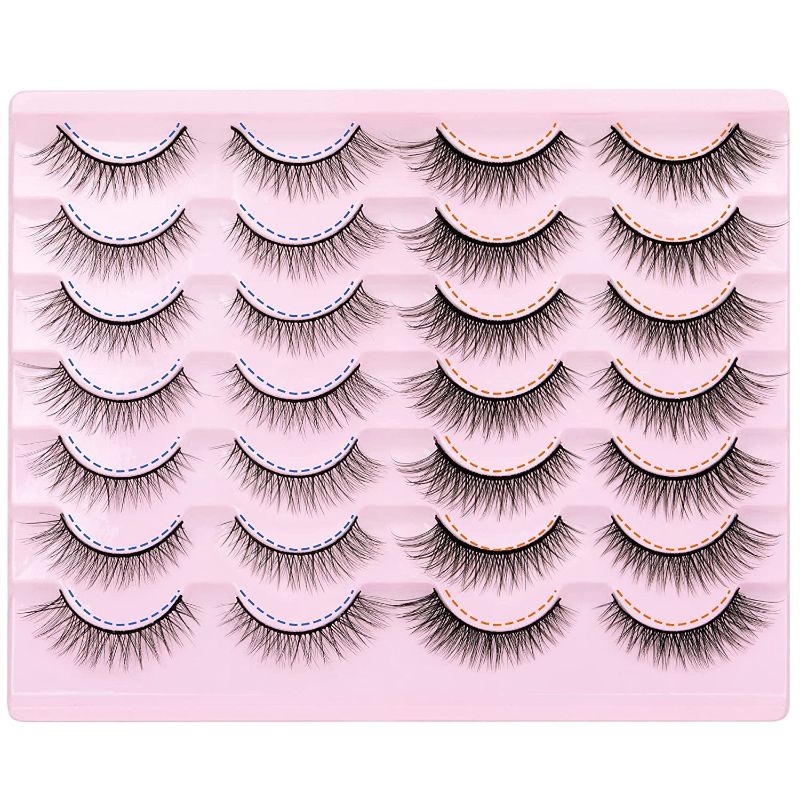 Photo 1 of 14 Pairs Natural False Eye Lashes Wispy 3D Effect Lashes Short Light Volume Cat Eye Fake Eyelashes 2 Styles Mixed Multipack
**2 pairs missing** 12 in packet