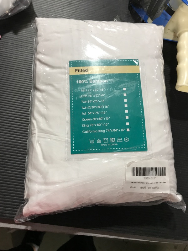 Photo 1 of 100% Bamboo Cooling Fitted Sheet California King Only, 400 Thead Count Cal King Fitted Sheet White, 16" Deep Pocket, Colorfast Dyes & Shrink Resistant, Soft & Silky and Breathable for Home & Hotel
