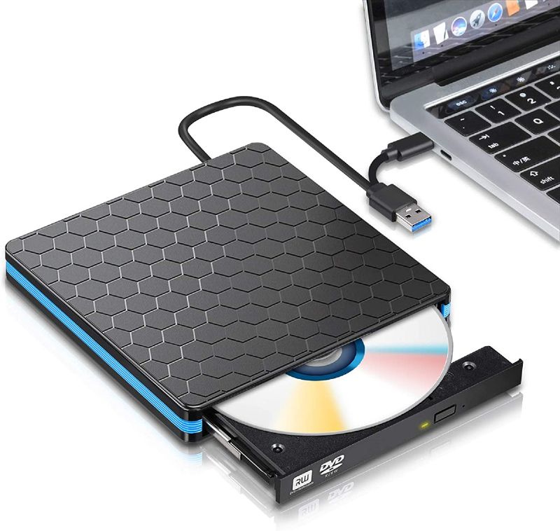 Photo 1 of External DVD Drive, M Way USB 3.0 Type C CD Drive, Dual Port DVD Player, Portable Optical Burner Writer Rewriter, High Speed Data Transfer for Laptop Notebook Desktop PC MAC OS Windows 7/8/10
