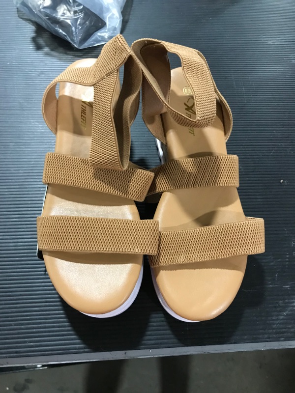 Photo 2 of Athlefit Women's Wedge Sandals Platform Sandals Cork Elastic Strap Sandals
SIZE 8.5