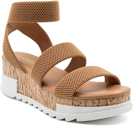 Photo 1 of Athlefit Women's Wedge Sandals Platform Sandals Cork Elastic Strap Sandals
SIZE 8.5