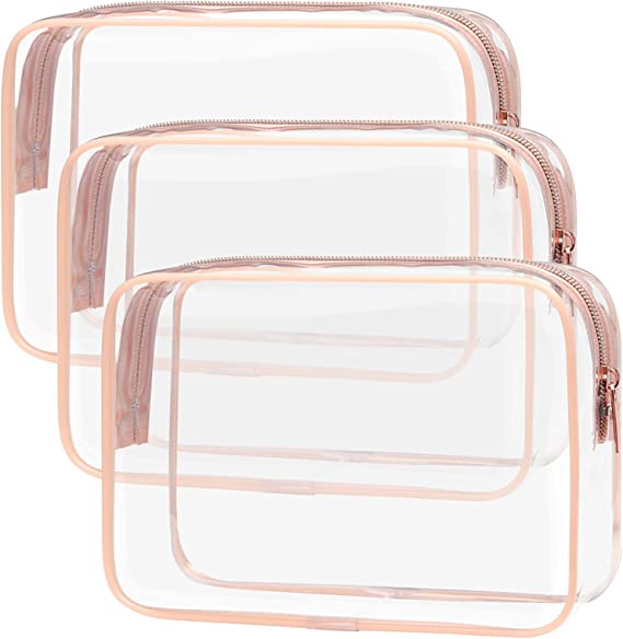 Photo 1 of Clear Toiletry Bag, Packism 3 Pack TSA Approved Toiletry Bag Quart Size Bag, Travel Makeup Cosmetic Bag for Women Men, Carry on Airport Airline Compliant Bag
