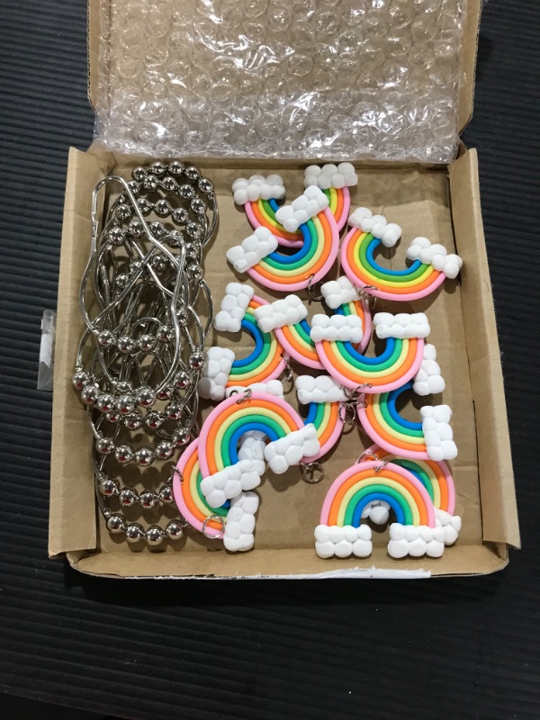 Photo 1 of Aitian Shower Curtain Hooks Rings Decorative Home Bathroom , 12Pcs Rustproof Colorful Rainbow Decorative Resin Pendants for Natural Scenery Party Theme Set (2021-5)
