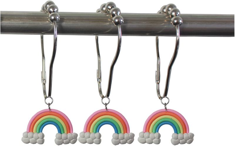 Photo 1 of Aitian Shower Curtain Hooks Rings Decorative Home Bathroom , 12Pcs Rustproof Colorful Rainbow Decorative Resin Pendants for Natural Scenery Party Theme Set (2021-5)
