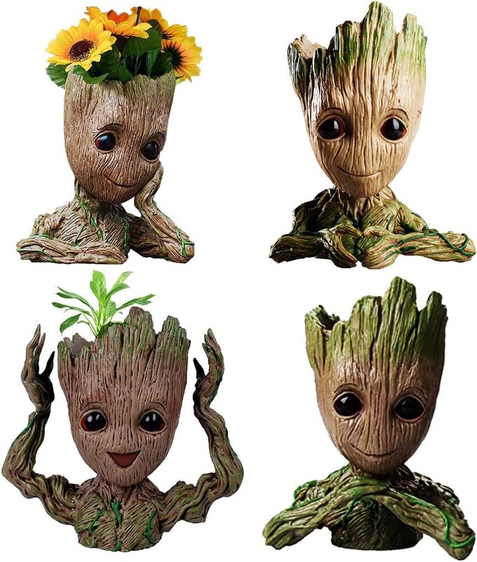Photo 1 of 4 Styles Flowerpot Baby Groot Flower Pot Succulent Planter Pot Pencil Holder Office Party Ornament Christmas Birthday Gift (4 Styles)
