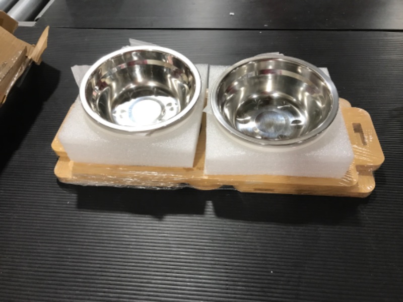 Photo 2 of BINGBING Raised Pet Bowl for Cats and Small Dogs, Adjustable Elevated Dog Cat Food and Water Bowl Stand Feeder with Extra Stainless Steel Bowls (Small to Medium with 4 Bowls)
