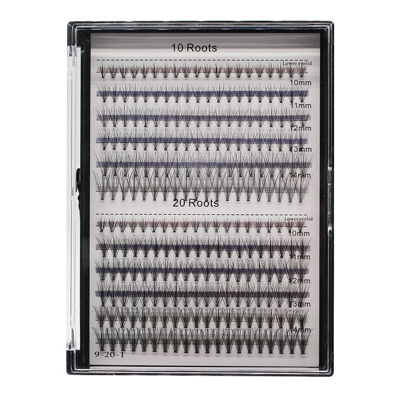 Photo 1 of 240Pcs,Large Amount Mixed Size Cluster False Eyelshes 10Roots and 20 Roots Nature Long Individual Fake Eye Lashes Soft and Light Volume Eye Lashes Extensions (10-11-12-13-14mm mixed)
