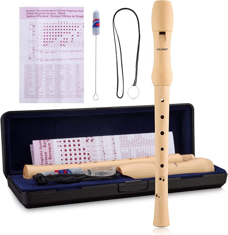 Photo 1 of Baroque Recorder 8 holes, Soprano C Key Recorder Made of Maple Wood with storage Case, Fingering Chart and Cleaning Rod for Kids and Adults Beginners