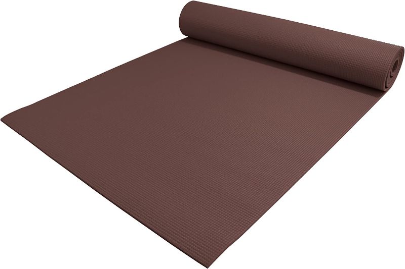 Photo 1 of 1/4" Thick High-Density Deluxe Non-Slip Exercise Pilates & Yoga Mat, Dark Brown