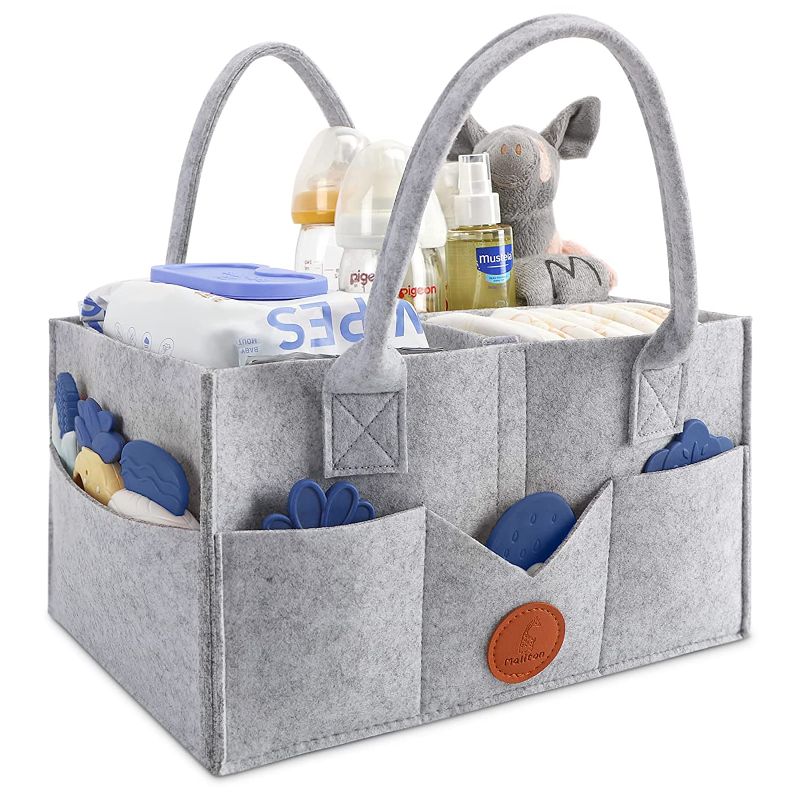 Photo 1 of Diaper Caddy Organizer - Diaper Caddy for Baby Nursery Storage, Felt Diaper Organizer for Baby Stuff with Handle, Portable Baby Basket Boy Girl Changing Table Organizer, Suitable for Indoor Outdoor