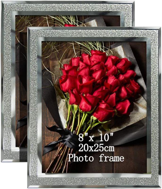 Photo 1 of Calenzana 11" x 14" Picture Frames Sparkle Glass Photo Frame for Tabletop, 2 Pack