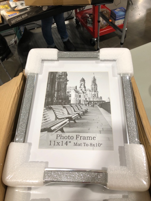 Photo 3 of Calenzana 11" x 14" Picture Frames Sparkle Glass Photo Frame for Tabletop, 2 Pack